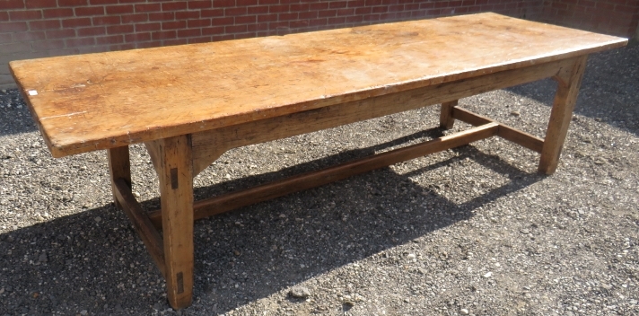 A fine 18th Century pine and fruitwood country refectory dining table of good rich colour and - Image 3 of 8