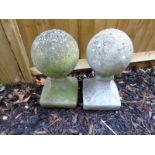 A pair of concrete pillar capping balls. Condition report: In good order, well weathered.