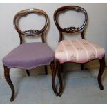 Two Victorian mahogany balloon back occasional chairs both with different upholstered seats and