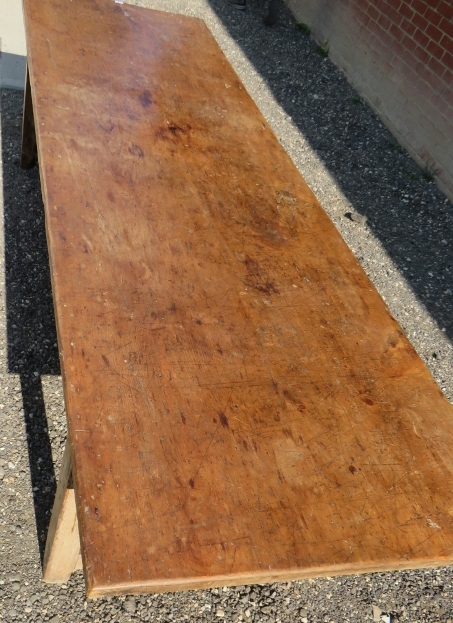 A fine 18th Century pine and fruitwood country refectory dining table of good rich colour and - Image 6 of 8