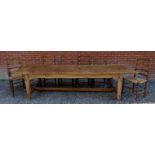 A fine 18th Century pine and fruitwood country refectory dining table of good rich colour and