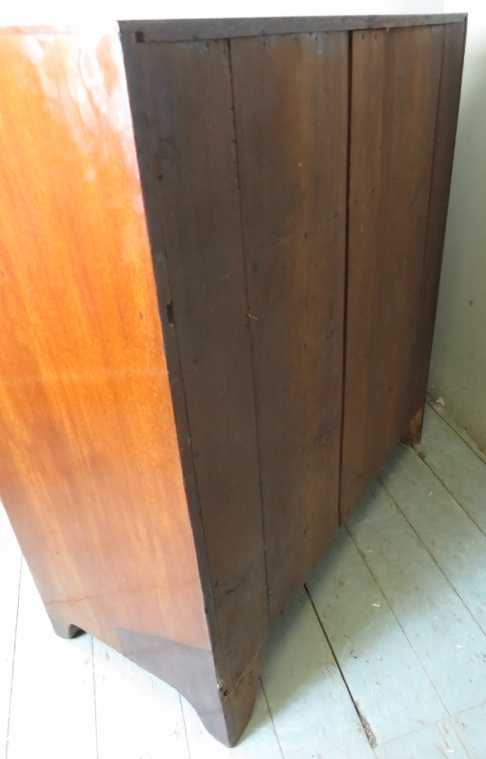 A George III pale mahogany bureau with a fall front flap opening to reveal a fitted interior over - Image 5 of 6