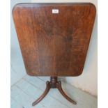 A 19th Century oak rectangular tilt top tripod table. Condition report: Good solid table.