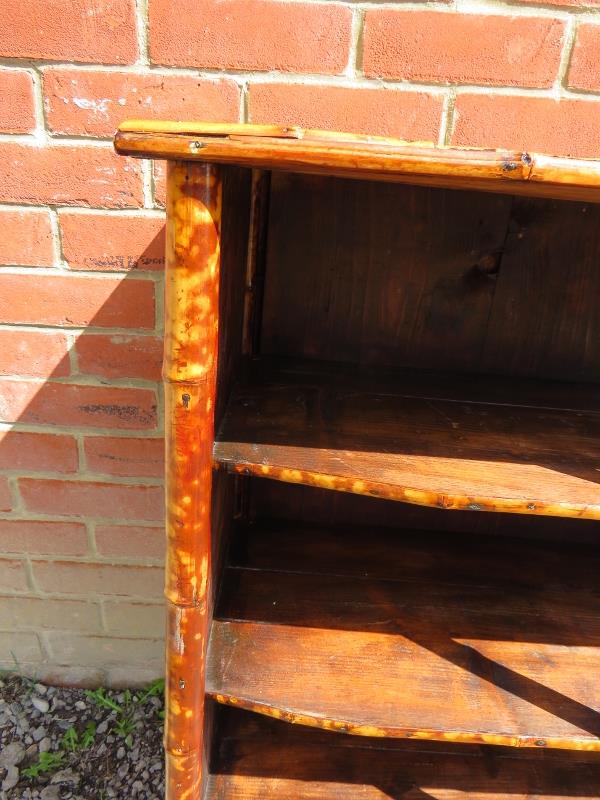 An early 20th Century colonial style bamboo open bookcase with three shelves. - Image 3 of 4