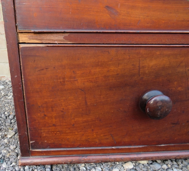 A 19th Century mahogany straight front chest of two short over three long graduated drawers with - Image 5 of 7