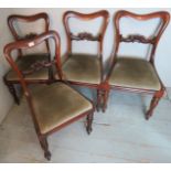 A fine set of four Victorian mahogany balloon back dining chairs,