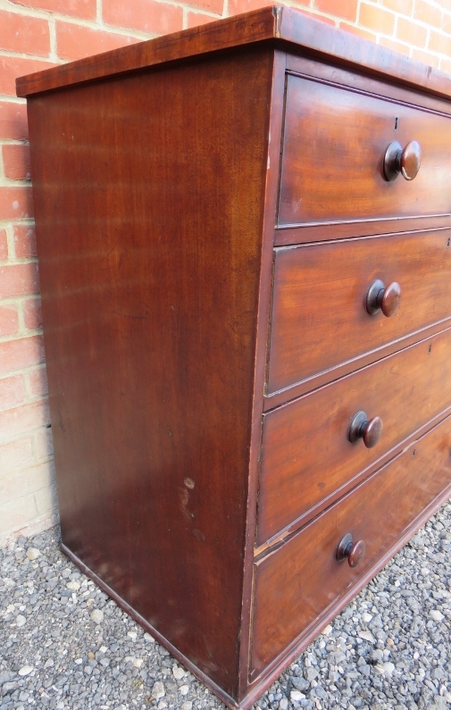 A 19th Century mahogany straight front chest of two short over three long graduated drawers with - Image 6 of 7