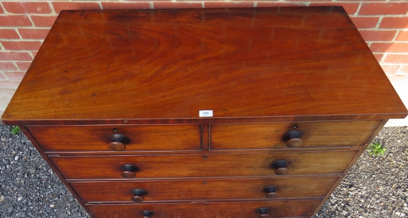 A 19th Century mahogany straight front chest of two short over three long graduated drawers with - Image 4 of 7