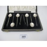 A set of six silver coffee spoons with c