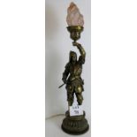 A well cast gilt metal lamp in the form