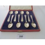 A set of eight plain silver coffee spoon