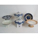 Two blue and white lidded tureens, a blu