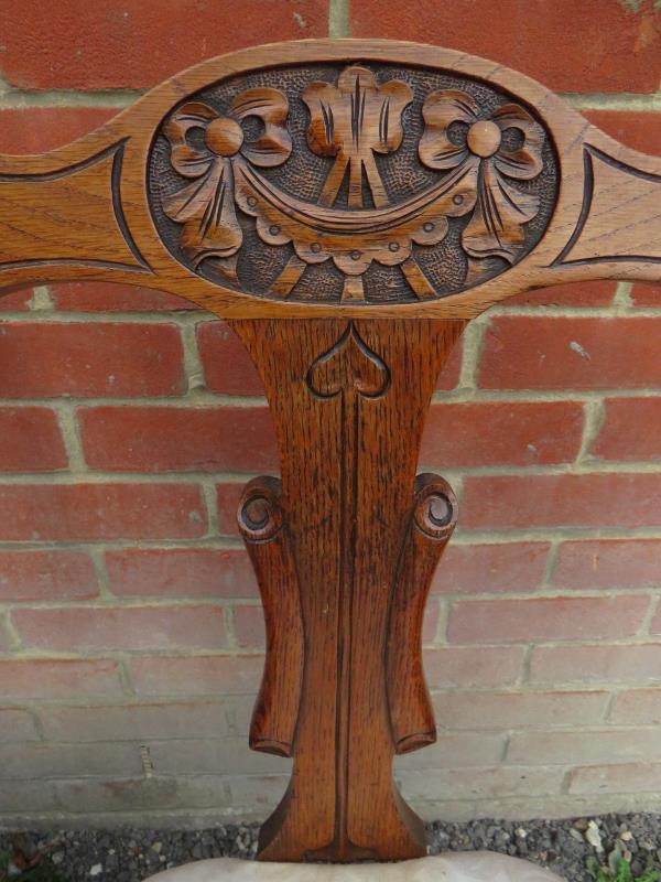 Set of four carved oak framed dining cha - Image 2 of 3