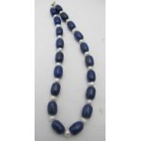 Lapis lazuli and pearl necklace, 19" len