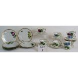 An 8 setting Rosenthal hand painted tea set of plates, cups and saucers.