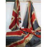 A large vintage Union Jack flag panel stitched approx 9ft x 4'6" plus a WWI period painted Union