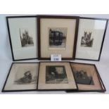 Six antique and vintage engravings all framed and glazed.