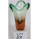 A Mid Century Bohemian Art glass free form organic vase, probably by Josef Hospodka. Height: 21cm.