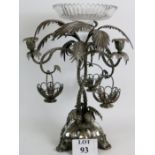 A superb Victorian silver plated table centrepiece in the form of branching palm trees with three