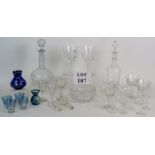 A collection of mainly contemporary glassware including a pair of BR engraved Harrods air twist