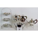 A mixed lot of quality silver plate including two Guernsey milk jugs,