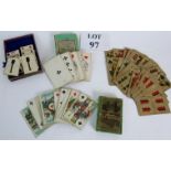 Four packs of 19th Century playing cards including a full 36 card pack by Christian Heinrich Reuter