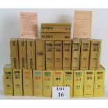 22 volumes of Wisden Cricketers Almanack dating from 1958-1979 plus two Facsimile copies from 1864