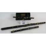 A cased antique Rudall Carte & Co Ltd ebony piccolo flute in case,