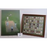 A limited edition signed canvas print by cricketer Jack Russell titled Kasprowicz Caught Jones and