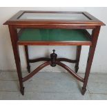 A reproduction Edwardian style glazed mahogany bijouterie table/cabinet.
