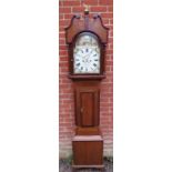 An early 19th century mahogany banded oak cased 8 day striking longcase clock,