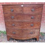 A George III mahogany bow front chest of 2 short over 3 long graduated drawers with brass handles