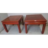 A pair of Chinese hardwood low side tables of period design, but 20th century construction.