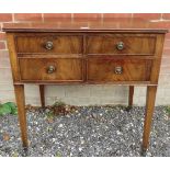 A 19th century mahogany side table with moulded rectangular overhanging top above 4 nicely figured
