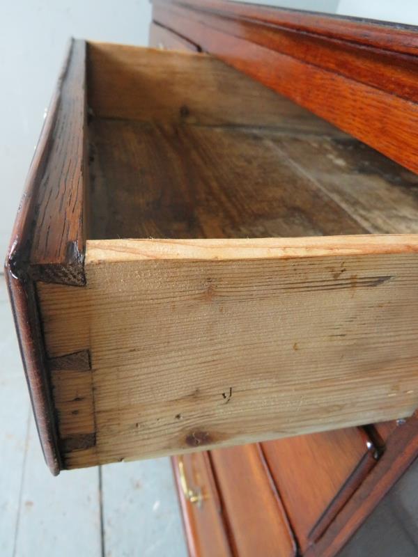 A Georgian oak chest of two short over t - Image 5 of 7
