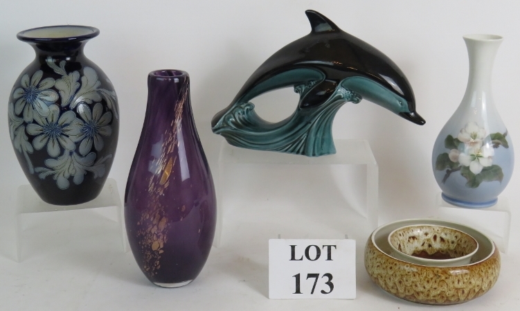 A Poole pottery dolphin, a Royal Copenha