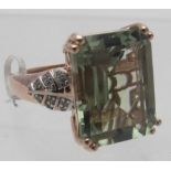 12ct green amethyst ring, large 16mm x 1