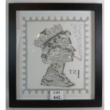 Pop Art: embroidered 1st class stamp dep