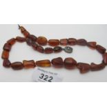 An amber necklace of irregular shaped be