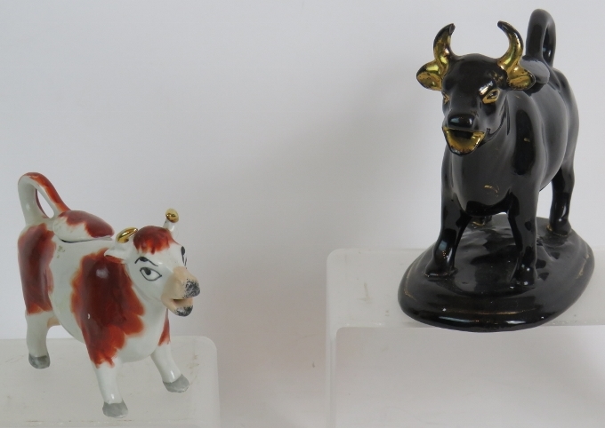 Two pottery Staffordshire Style cow crea - Image 2 of 3