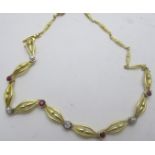A French ruby and diamond necklace, the