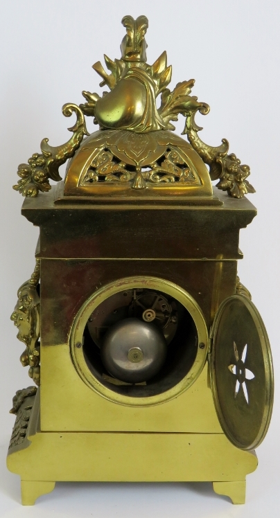 An ornate French brass mantle clock by J - Image 4 of 5