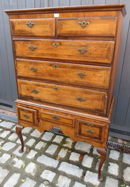 An early Georgian cross banded oak chest