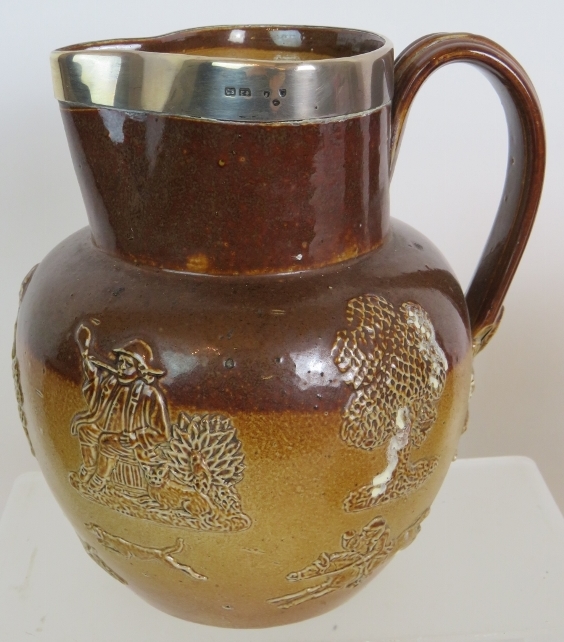 Three Victorian Stoneware harvest jugs, - Image 2 of 6
