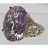 Rose de France amethyst ring, 18mm x 13m