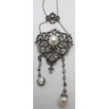 A late 19th century diamond and pearl pe