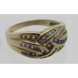 A 9ct yellow gold ring set with bands of