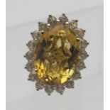 Large Brazilian citrine dress ring, port