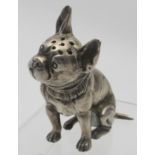 A 925 stamped good figure of a 'pug' dog