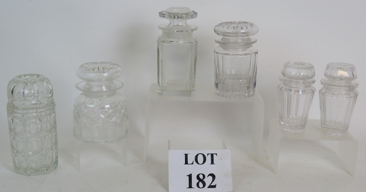 Six early 20th Century glass preserve ja